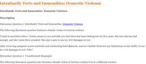 Intrafamily Torts and Immunities Domestic Violence