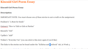 Kincaid Girl Poem Essay