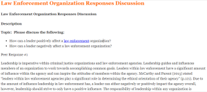 Law Enforcement Organization Responses Discussion