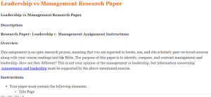 Leadership vs Management Research Paper