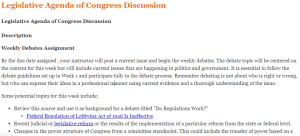 Legislative Agenda of Congress Discussion