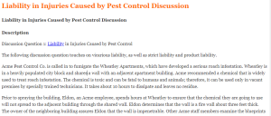 Liability in Injuries Caused by Pest Control Discussion