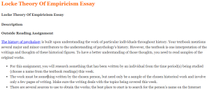 Locke Theory Of Empiricism Essay