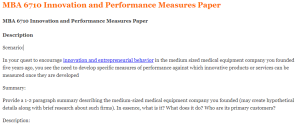 MBA 6710 Innovation and Performance Measures Paper