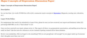 Major Concepts of Depression Discussion Paper