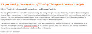 NR 501 Week 3 Development of Nursing Theory and Concept Analysis