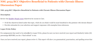 NSG 4055 BCC Objective Beneficial to Patients with Chronic Illness Discussion Paper