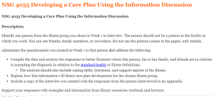 NSG 4055 Developing a Care Plan Using the Information Discussion