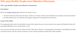 NSG 4055 Healthy People 2020 Objectives Discussion