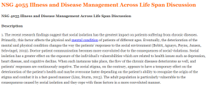 NSG 4055 Illness and Disease Management Across Life Span Discussion