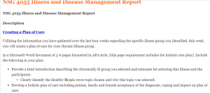 NSG 4055 Illness and Disease Management Report