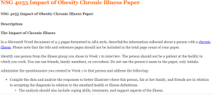 NSG 4055 Impact of Obesity Chronic Illness Paper