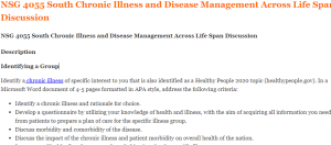 NSG 4055 South Chronic Illness and Disease Management Across Life Span Discussion