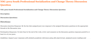 NSG 5002 South Professional Socialization and Change Theory Discussion Question