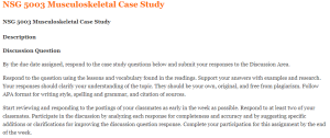 NSG 5003 Musculoskeletal Case Study