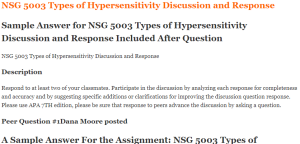 NSG 5003 Types of Hypersensitivity Discussion and Response