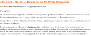 NSG 6001 Differential Diagnoses for Mr Payne Discussion