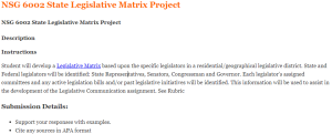 NSG 6002 State Legislative Matrix Project
