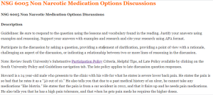 NSG 6005 Non Narcotic Medication Options Discussions