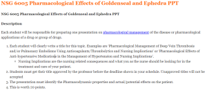 NSG 6005 Pharmacological Effects of Goldenseal and Ephedra PPT