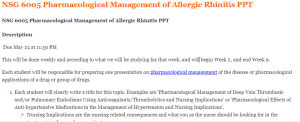 NSG 6005 Pharmacological Management of Allergic Rhinitis PPT