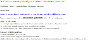 NSG 6020 Week 4 Family Medicine Discussion Question