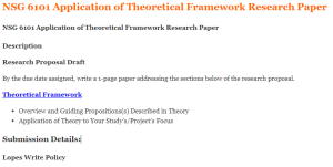 NSG 6101 Application of Theoretical Framework Research Paper