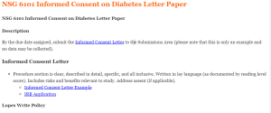 NSG 6101 Informed Consent on Diabetes Letter Paper