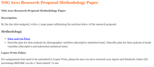 NSG 6101 Research Proposal Methodology Paper