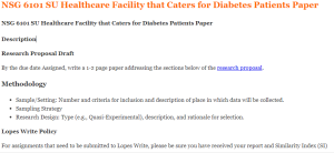 NSG 6101 SU Healthcare Facility that Caters for Diabetes Patients Paper