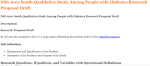 NSG 6101 South Qualitative Study Among People with Diabetes Research Proposal Draft