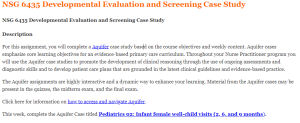 NSG 6435 Developmental Evaluation and Screening Case Study