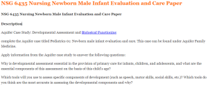 NSG 6435 Nursing Newborn Male Infant Evaluation and Care Paper