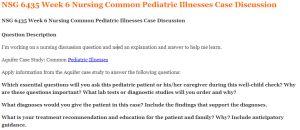NSG 6435 Week 6 Nursing Common Pediatric Illnesses Case Discussion