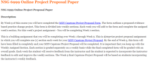 NSG 6999 Online Project Proposal Paper