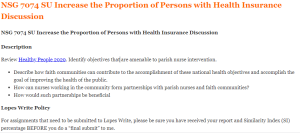 NSG 7074 SU Increase the Proportion of Persons with Health Insurance Discussion