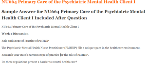 NU664 Primary Care of the Psychiatric Mental Health Client I