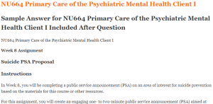 NU664 Primary Care of the Psychiatric Mental Health Client I