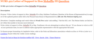 NURS 422 Letter of Support to Hon Mehaffie III Quesiton