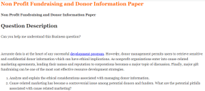 Non Profit Fundraising and Donor Information Paper