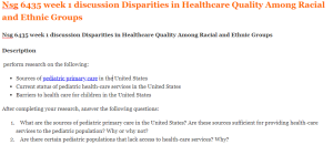 Nsg 6435 week 1 discussion Disparities in Healthcare Quality Among Racial and Ethnic Groups