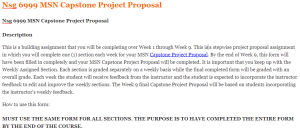 Nsg 6999 MSN Capstone Project Proposal