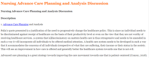 Nursing Advance Care Planning and Analysis Discussion