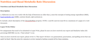 Nutrition and Basal Metabolic Rate Discussion