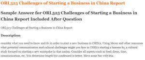 ORL525 Challenges of Starting a Business in China Report