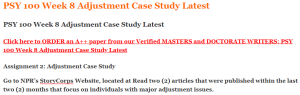 PSY 100 Week 8 Adjustment Case Study Latest