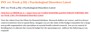 PSY 101 Week 4 DQ 1 Psychological Disorders Latest