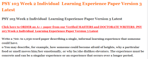 PSY 103 Week 2 Individual  Learning Experience Paper Version 3 Latest