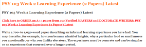 PSY 103 Week 2 Learning Experience (2 Papers) Latest