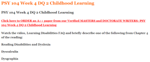 PSY 104 Week 4 DQ 2 Childhood Learning